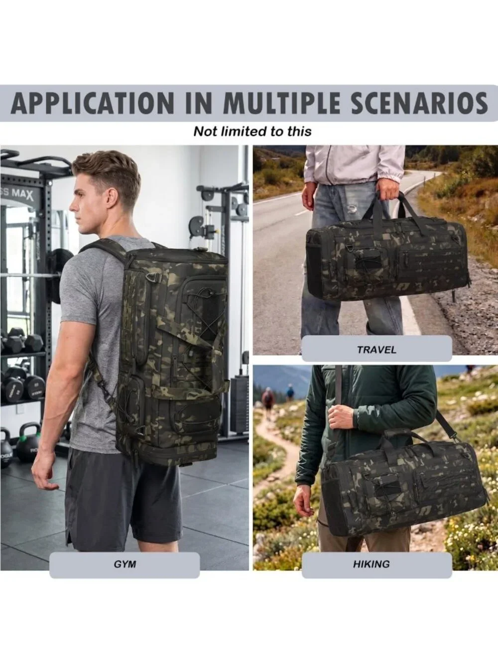 Extra Large 50L Gym Duffle Bag for Travel, Workout & Overnight - Shoe & Laptop